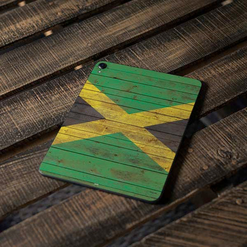 Jamaican Flag Dark Wood Apple iPad Pro Skin